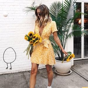 Lulus Garden Explorer Mustard Mini Dress